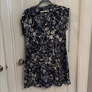 Marie Oliver Navy, cream and Light Blue Floral-Print Midi Dress